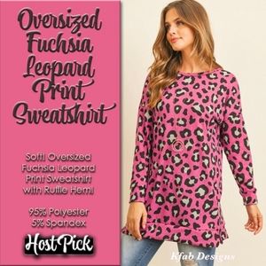 Oversized FUCHSIA LEOPARD Print Sweatshirt 🎉HOST PICK🎉